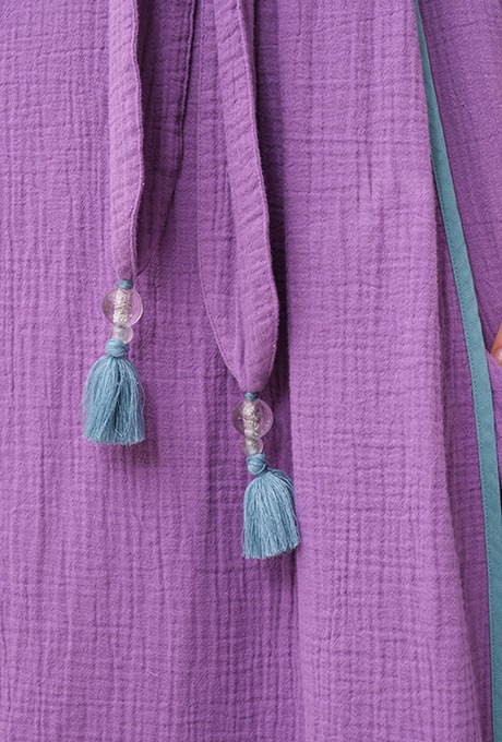 Bathrobe Cotton Double Gauze Glass Beads Tassel Purple