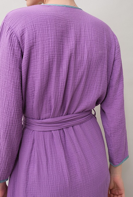 Bathrobe Cotton Double Gauze Glass Beads Tassel Purple