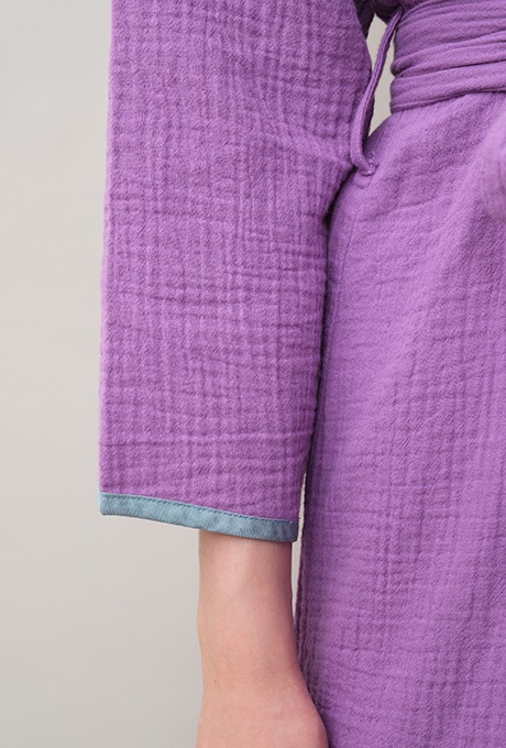 Bathrobe Cotton Double Gauze Glass Beads Tassel Purple