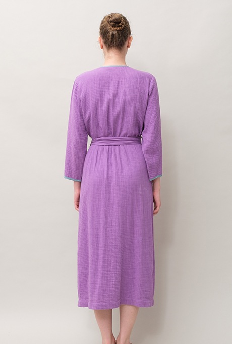 Bathrobe Cotton Double Gauze Glass Beads Tassel Purple