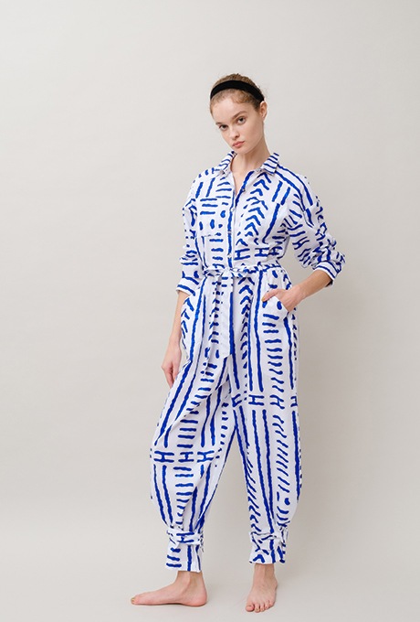 Tribal Pattern Bicolor Salopette Jumpsuit