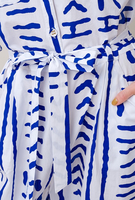 Tribal Pattern Bicolor Salopette Jumpsuit