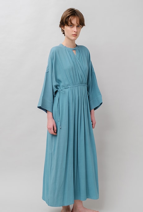 Rayon Dot Dobby Dolman Long Dress 