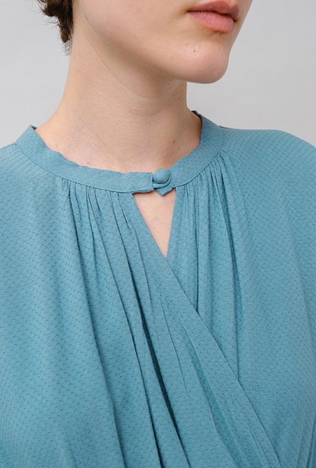 Rayon Dot Dobby Dolman Long Dress 