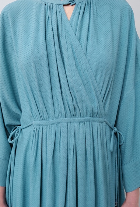 Rayon Dot Dobby Dolman Long Dress 