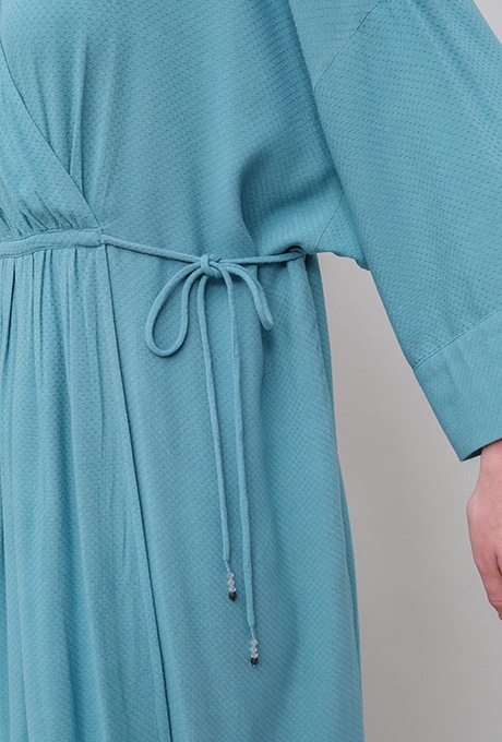 Rayon Dot Dobby Dolman Long Dress 