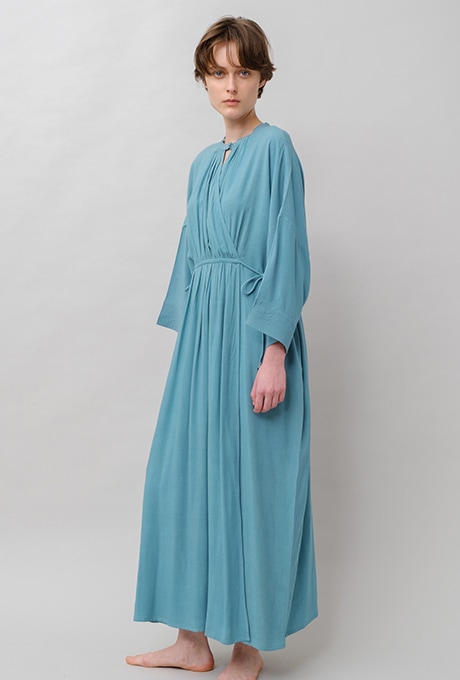 Rayon Dot Dobby Dolman Long Dress 
