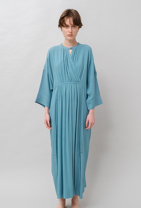 Rayon Dot Dobby Dolman Long Dress 