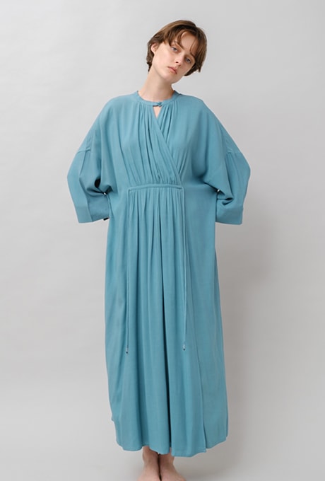 Rayon Dot Dobby Dolman Long Dress 