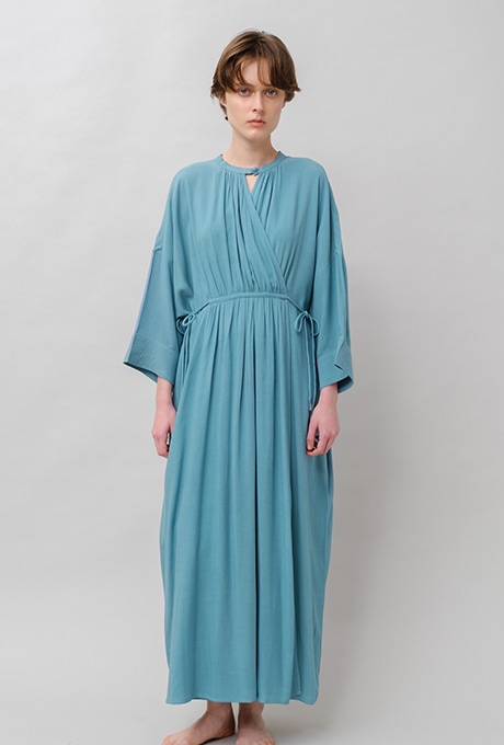 Rayon Dot Dobby Dolman Long Dress 