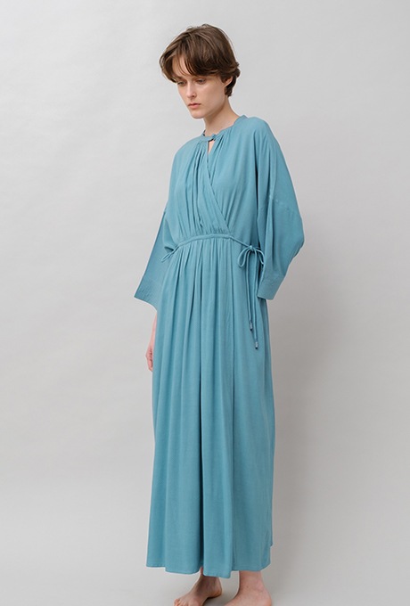 Rayon Dot Dobby Dolman Long Dress 