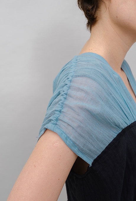 Bicolor Drop Shoulder Cotton Long Dress 