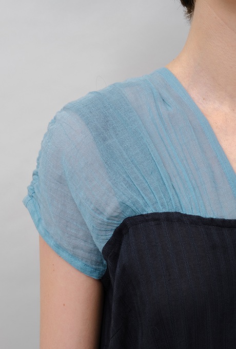 Bicolor Drop Shoulder Cotton Long Dress 