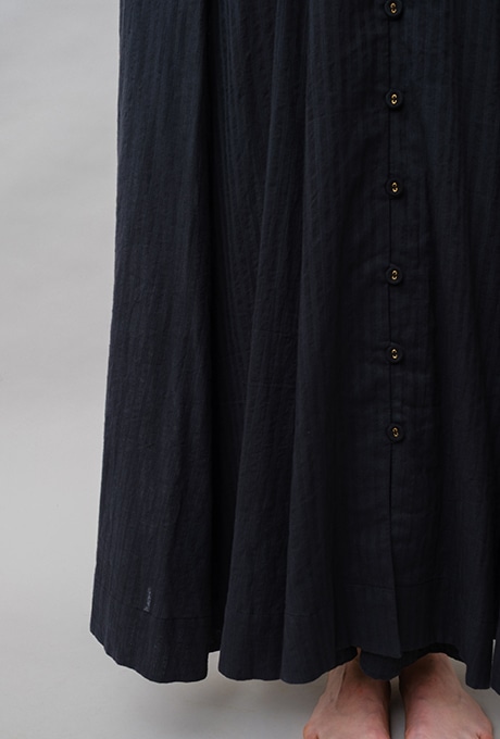 Bicolor Drop Shoulder Cotton Long Dress 