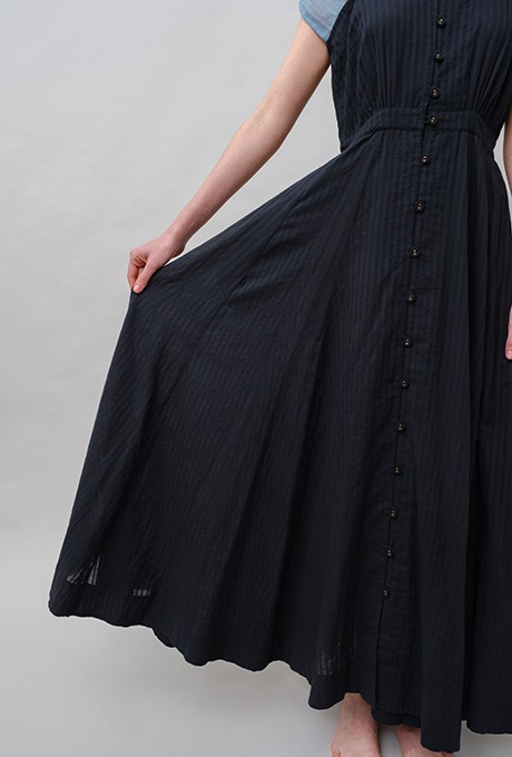 Bicolor Drop Shoulder Cotton Long Dress 