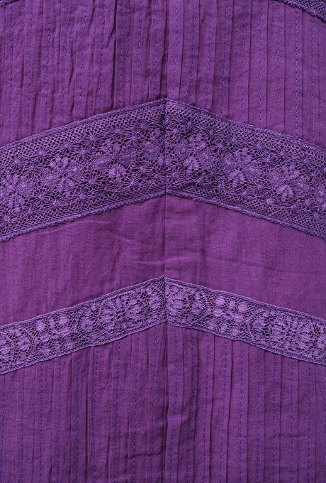 Cotton Lace Tape Pintuck Straight Middle Dress