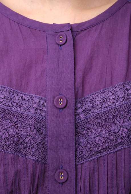Cotton Lace Tape Pintuck Straight Middle Dress