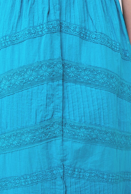 Cotton Lace Tape Pintuck Straight Middle Dress