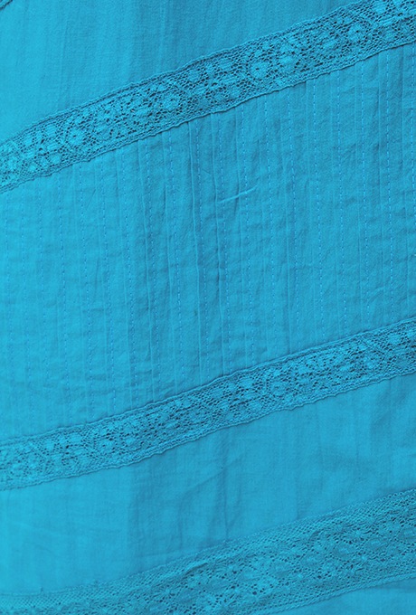 Cotton Lace Tape Pintuck Straight Middle Dress