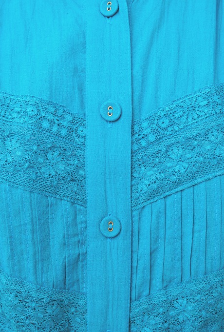 Cotton Lace Tape Pintuck Straight Middle Dress