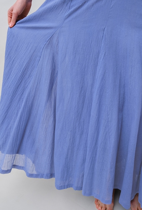 �ڼ���ͽ���Cotton Stripe Seersucker Flare Long Dress