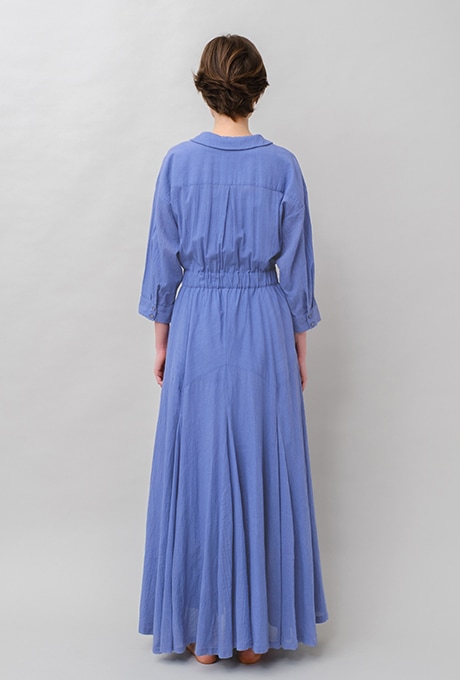 �ڼ���ͽ���Cotton Stripe Seersucker Flare Long Dress