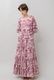 Print Cotton Wrap Tiered Long Dress