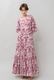 Print Cotton Wrap Tiered Long Dress