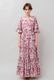 Print Cotton Wrap Tiered Long Dress