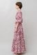 Print Cotton Wrap Tiered Long Dress