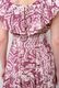 Print Cotton Frill Sholder Middle Dress