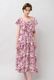 Print Cotton Frill Sholder Middle Dress