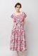 Print Cotton Frill Sholder Middle Dress