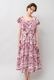 Print Cotton Frill Sholder Middle Dress