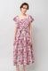 Print Cotton Frill Sholder Middle Dress