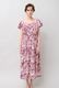 Print Cotton Frill Sholder Middle Dress