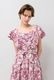 Print Cotton Frill Sholder Middle Dress