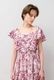 Print Cotton Frill Sholder Middle Dress