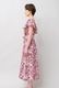 Print Cotton Frill Sholder Middle Dress