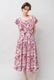 Print Cotton Frill Sholder Middle Dress
