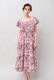 Print Cotton Frill Sholder Middle Dress
