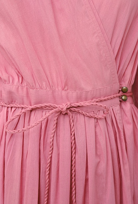 Cotton Gather Tiered Wrap Long Dress