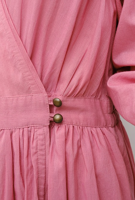 Cotton Gather Tiered Wrap Long Dress