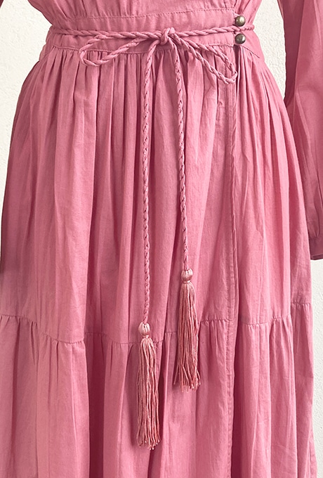 Cotton Gather Tiered Wrap Long Dress
