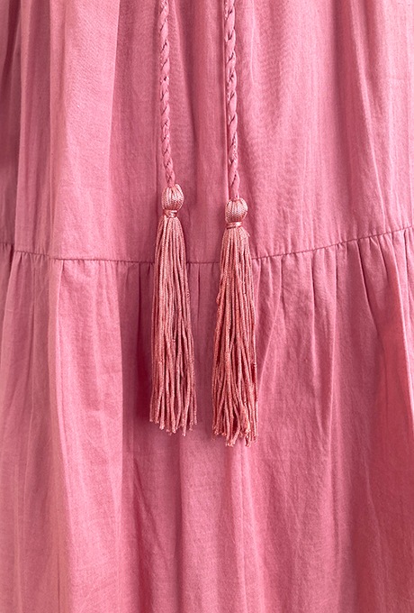 Cotton Gather Tiered Wrap Long Dress