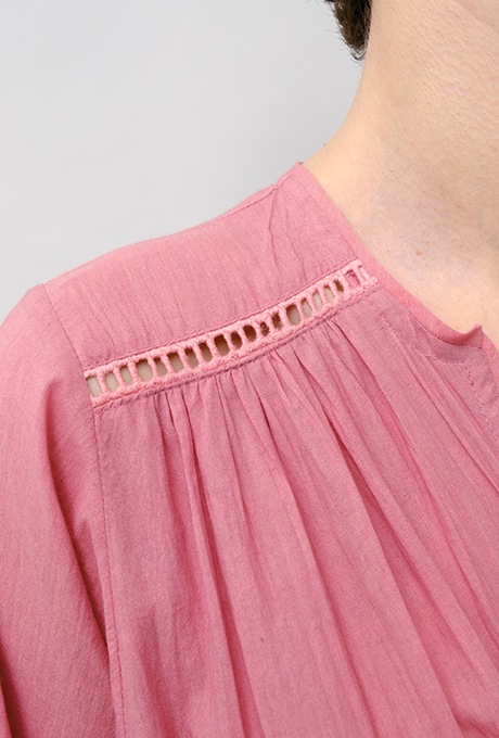 Cotton Gather Tiered Wrap Middle Dress