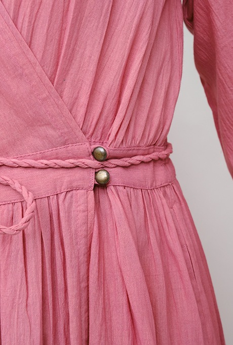 Cotton Gather Tiered Wrap Middle Dress