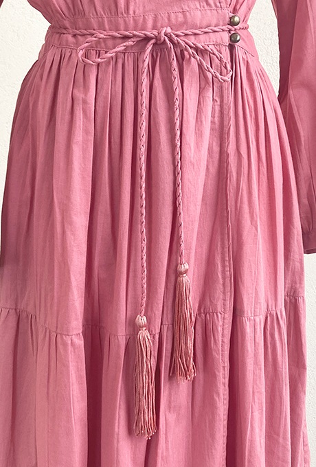 Cotton Gather Tiered Wrap Middle Dress