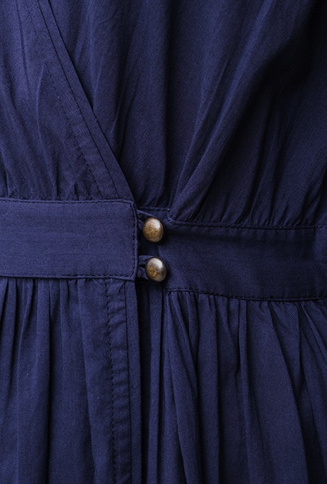 Cotton Gather Tiered Wrap Middle Dress