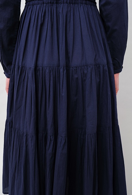 Cotton Gather Tiered Wrap Middle Dress